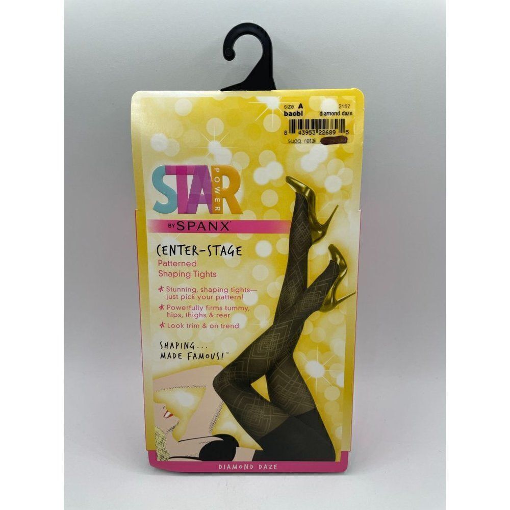 SPANX Star Power Diamond Daze Center Stage Patterned Shaping Tights Black Size A